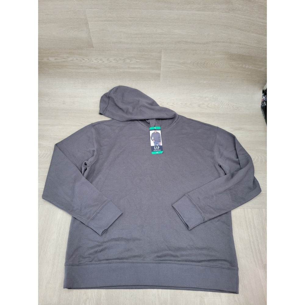 NWT GAP Men's XL Gray Textured Hoodie Pullover Sweatshirt Casual